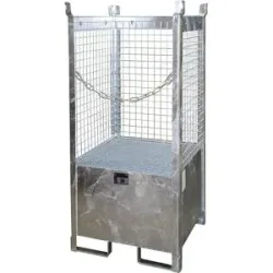 Lager- und Transportpalette mit Auffangwanne, 3 Gitterwände, für 1 Fass à 200 l, verzinkt, ab 3 Stk eurokraft pro