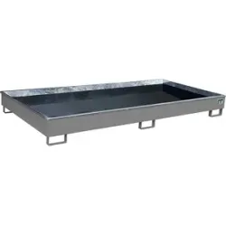 Regal-Bodenwanne mit PE-Einsatz, 240 l Auffangvolumen, LxBxH 2665 x 1315 x 210 mm, grau eurokraft pro