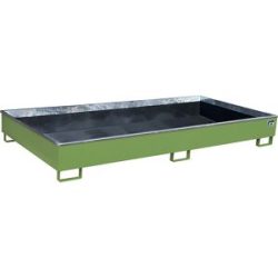 Regal-Bodenwanne mit PE-Einsatz, 540 l Auffangvolumen, LxBxH 2665 x 1315 x 305 mm, grün, ab 3 Stk eurokraft pro