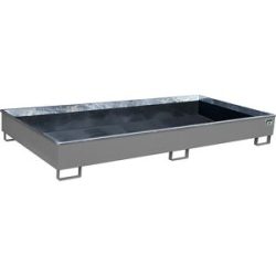 Regal-Bodenwanne mit PE-Einsatz, 540 l Auffangvolumen, LxBxH 2665 x 1315 x 305 mm, grau, ab 3 Stk eurokraft pro