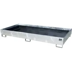 Regal-Bodenwanne mit PE-Einsatz, 540 l Auffangvolumen, LxBxH 2665 x 1315 x 305 mm, verzinkt eurokraft pro