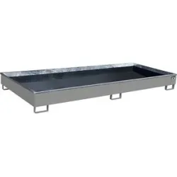 Regal-Bodenwanne mit PE-Einsatz, 540 l Auffangvolumen, LxBxH 3265 x 1315 x 270 mm, grau, ab 3 Stk eurokraft pro