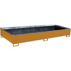 Regal-Bodenwanne mit PE-Einsatz, 1000 l Auffangvolumen, LxBxH 3265 x 1315 x 385 mm, orange, ab 3 Stk eurokraft pro