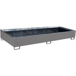 Regal-Bodenwanne mit PE-Einsatz, 1000 l Auffangvolumen, LxBxH 3265 x 1315 x 385 mm, grau eurokraft pro