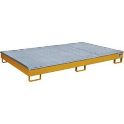 Regal-Bodenwanne mit PE-Einsatz, mit Rost, 240 l, LxBxH 2165 x 1315 x 230 mm, orange eurokraft pro