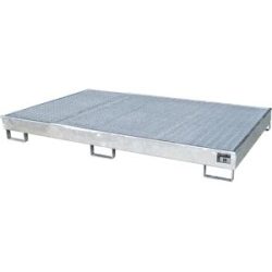 Regal-Bodenwanne mit PE-Einsatz, mit Rost, 240 l, LxBxH 2165 x 1315 x 230 mm, verzinkt, ab 3 Stk eurokraft pro