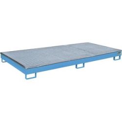 Regal-Bodenwanne mit PE-Einsatz, mit Rost, 240 l, LxBxH 2665 x 1315 x 210 mm, blau eurokraft pro