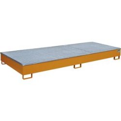 Regal-Bodenwanne mit PE-Einsatz, mit Rost, 540 l, LxBxH 3265 x 1315 x 270 mm, orange, ab 3 Stk eurokraft pro