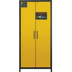 Feuerbeständiger Gefahrstoffschrank FM/UL/ULC/Typ 90, 2 Türen, HxBxT 1953 x 893 x 615 mm, grau/gelb asecos