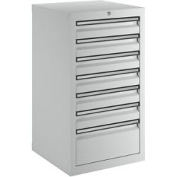 kaiserkraft Schubladenschrank, HxBxT 900 x 500 x 500 mm, 6 Schubladen 100 mm, 1 Schublade 200 mm hoch, Schubladen und Korpus lichtgrau