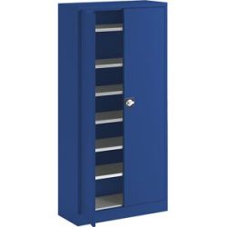 Flügeltürschrank aus Stahlblech, HxBxT 1950 x 950 x 400 mm, 6 Fachböden, enzianblau RAL 5010 eurokraft pro