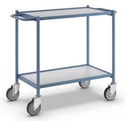 Tischwagen, Tragfähigkeit 150 kg, mit Schiebegriff, 2 Etagen, 4 Lenkrollen eurokraft pro