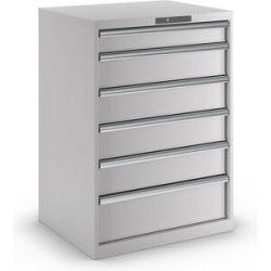 Schubladenschrank, 6 Schubladen, BxTxH 717 x 725 x 1000 mm, lichtgrau LISTA