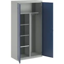 Putzmittelschrank, 1 Hutablage, 3 Fachböden, 1 Kleiderstange, lichtgrau / enzianblau eurokraft pro