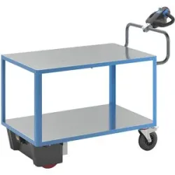 Montagewagen mit Elektroantrieb, 2 Etagen verzinkt, LxBxH 1670 x 800 x 1300 mm, blau eurokraft pro