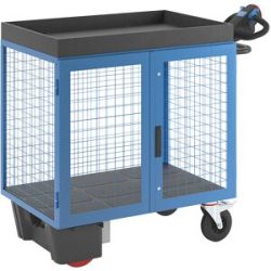 Schrankwagen mit Elektroantrieb, Drahtgitter mit Türen, LxBxH 1460 x 750 x 1200 mm eurokraft pro