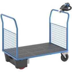 Plattformwagen mit Elektroantrieb, 2 Gitter-Stirnwände, LxBxH 1620 x 800 x 1300 mm eurokraft pro