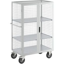 ESD-Etagenwagen, Doppelflügeltür, 2 Etagenböden, lichtgrau eurokraft pro