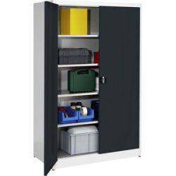 Schwerlast-Flügeltürschrank, HxB 1950 x 1200 mm, Tiefe 600 mm, lichtgrau/anthrazitgrau mauser