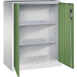 Werkstatt-Beistellschrank mit Flügeltüren, HxBxT 1200 x 930 x 500 mm, lichtgrau / resedagrün C+P