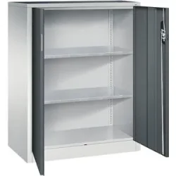 Werkstatt-Beistellschrank mit Flügeltüren, HxBxT 1200 x 930 x 500 mm, lichtgrau / anthrazitgrau C+P