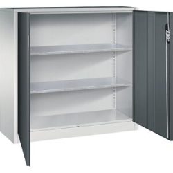Werkstatt-Beistellschrank mit Flügeltüren, HxBxT 1200 x 1200 x 400 mm, lichtgrau / anthrazitgrau C+P