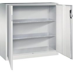 Werkstatt-Beistellschrank mit Flügeltüren, HxBxT 1200 x 1200 x 400 mm, lichtgrau / lichtgrau C+P