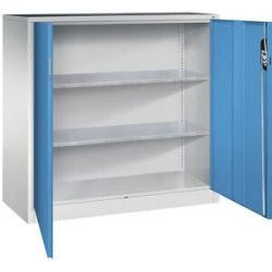 Werkstatt-Beistellschrank mit Flügeltüren, HxBxT 1200 x 1200 x 500 mm, lichtgrau / lichtblau C+P