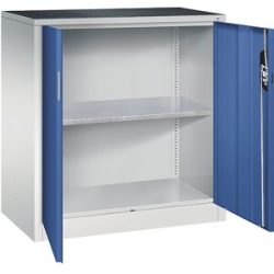 Werkstatt-Beistellschrank mit Flügeltüren, Breite x Tiefe 930 x 500 mm, lichtgrau / enzianblau C+P