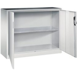 Werkstatt-Beistellschrank mit Flügeltüren, Breite x Tiefe 1200 x 400 mm, lichtgrau / lichtgrau C+P