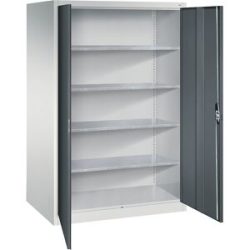 Werkstatt-Flügeltürschrank, HxBxT 1950 x 1200 x 800 mm, lichtgrau / anthrazitgrau C+P