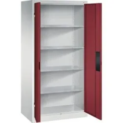 Werkstatt-Schwerlastschrank, Breite 930 mm, Tiefe 600 mm, Tür rubinrot C+P