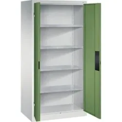 Werkstatt-Schwerlastschrank, Breite 930 mm, Tiefe 600 mm, Tür resedagrün C+P
