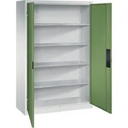 Werkstatt-Schwerlastschrank, Breite 1200 mm, Tiefe 500 mm, Tür resedagrün C+P