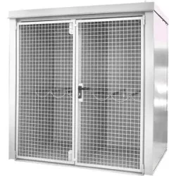 Gasflaschencontainer mit Trennwand, feuerbeständig, für 35 Flaschen mit Ø 230 mm, weiß eurokraft pro