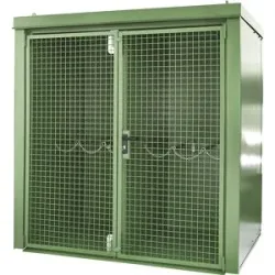 Gasflaschencontainer mit Trennwand, feuerbeständig, für 35 Flaschen mit Ø 230 mm, grün eurokraft pro