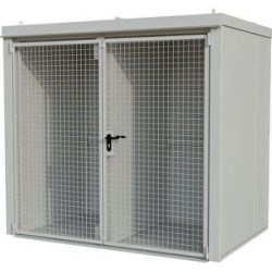 Gasflaschencontainer mit Trennwand, feuerbeständig, für 45 Flaschen mit Ø 230 mm, weiß eurokraft pro