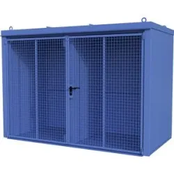 Gasflaschencontainer mit Trennwand, feuerbeständig, für 60 Flaschen mit Ø 230 mm, blau eurokraft pro