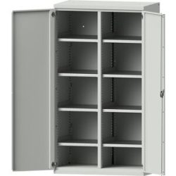 Schwerlastschrank aus Stahl, 8 Fachböden, lichtgrau/lichtgrau eurokraft pro