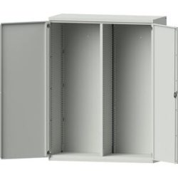 Schwerlastschrank JUMBO aus Stahlblech, Leerschrank mit Mitteltrennwand, lichtgrau/lichtgrau eurokraft pro
