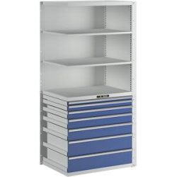 Schubladenregal, 3 Universal-, 2 Verstellböden, 7 Schubladen, Anbaufeld LISTA