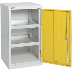 kaiserkraft Umweltschrank ohne Türlochung, HxBxT 900 x 500 x 500 mm, 2 Wannenböden, lichtgrau / signalgelb