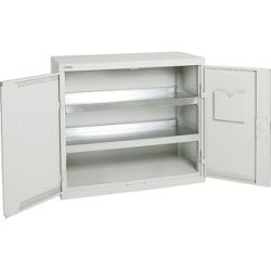 kaiserkraft Umweltschrank mit Türlochung, HxBxT 900 x 1000 x 500 mm, 2 Wannenböden, lichtgrau / lichtgrau