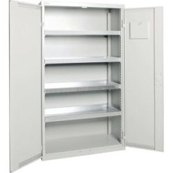 kaiserkraft Umweltschrank mit Türlochung, HxBxT 1800 x 1000 x 500 mm, 4 Wannenböden, lichtgrau / lichtgrau