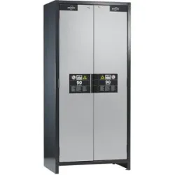 Feuerbeständiger Industrie-Gefahrstoffschrank Typ 90, HxBxT 1955 x 900 x 615 mm, 2-türig, lichtgrau asecos