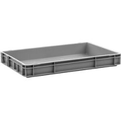 kaiserkraft Euro-Stapelbehälter, Volumen 12 l, LxBxH 600 x 400 x 75 mm, PP, grau, ab 10 Stk