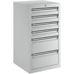 kaiserkraft Schubladenschrank, HxBxT 900 x 500 x 500 mm, 4 Schubladen 100 mm hoch, 2 Schubladen 200 mm, Korpus und Schubladen grau