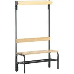 Umkleidebank mit Hakenleisten, einseitig, 3 Haken, 1015 mm, anthrazit, Schuhrost Sypro