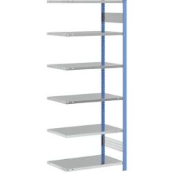 Steckregal, Bauart leicht, einseitig, HxBxT 2500 x 1000 x 600 mm, blau/verzinkt, Anbauregal eurokraft pro