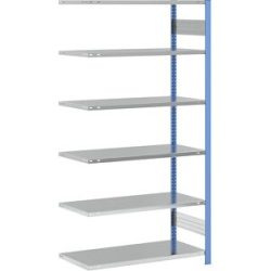 Steckregal, Bauart leicht, einseitig, HxBxT 2500 x 1300 x 600 mm, blau/verzinkt, Anbauregal eurokraft pro
